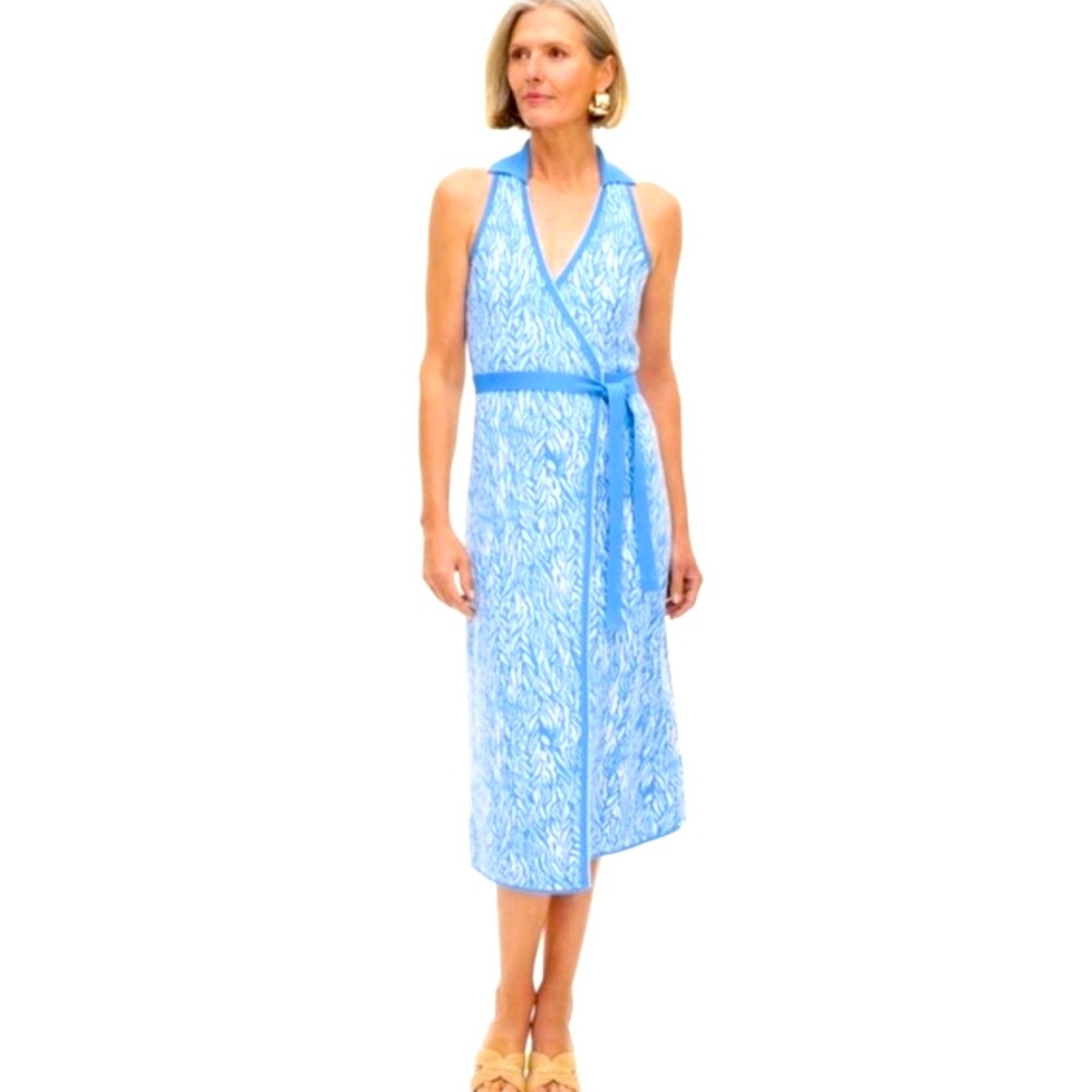 Diane Von Furstenberg for Target blue white wrap dress sweater dress M